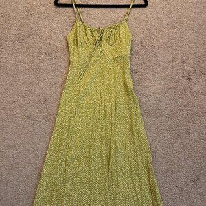 Urban Outfitters Women's Green and White Sundress